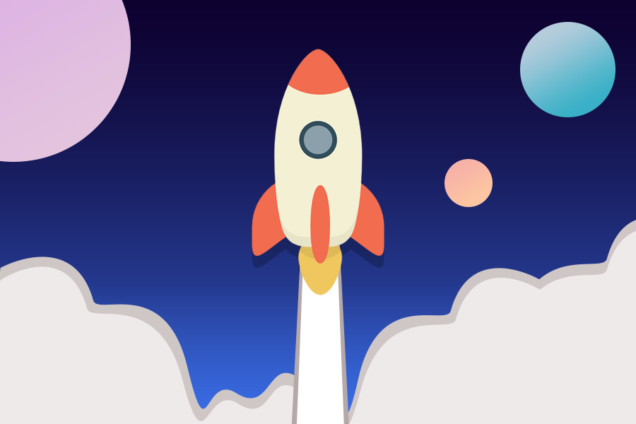 Rocket launching into space, symbolising innovation and growth for web design and marketing agency in Dublin.