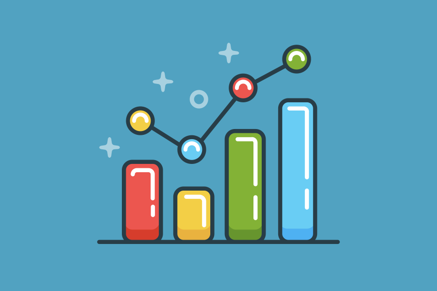 Colourful bar chart with upward trend, representing digital growth for a Dublin marketing agency.