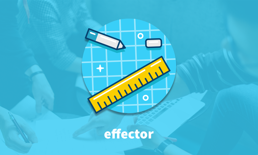 Effector digital agency logo with design tools on blue background. Website design and digital marketing in Dublin.