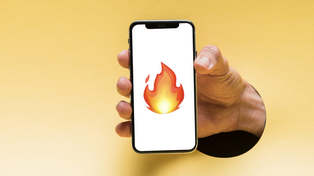 Mobile showing fire emoji, symbolizing hot digital marketing trends by a Dublin-based web agency.