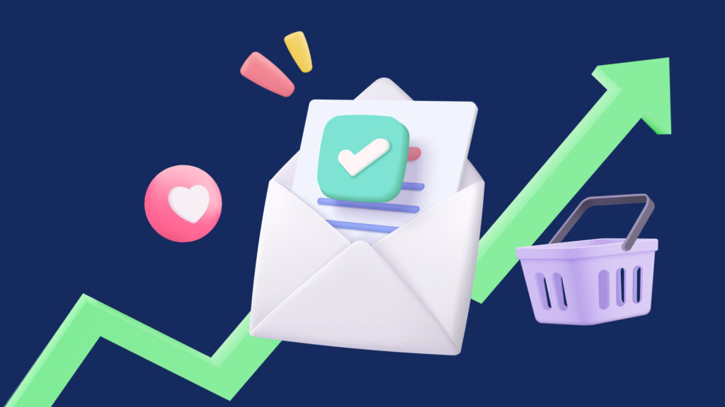 Digital growth iconography with email, basket, and upward arrow for Dublin marketing agency.
