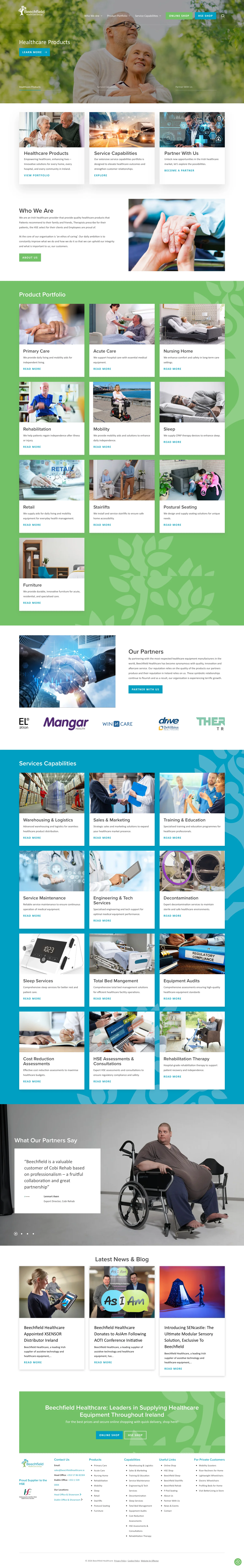 Dublin agency homepage for web design & digital marketing, showcasing services and healthcare products.